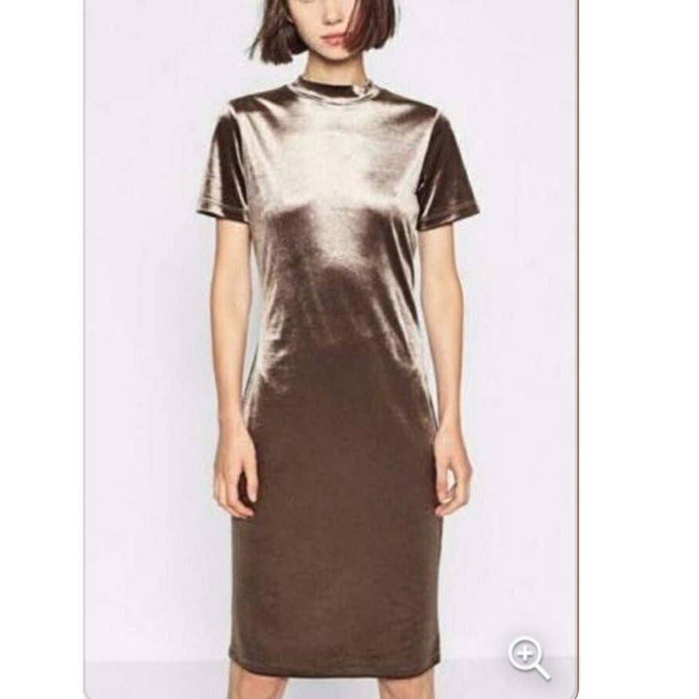 Zara Velvet mock Neck Midi Dress